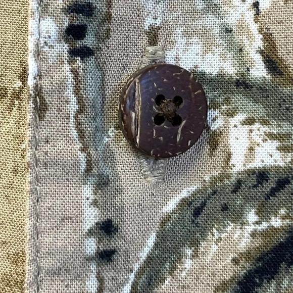 Magellan Sportswear Mens M Brown Hawaiian Tropical Palm Short Sleeves - Picture 7 of 12